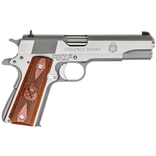 springfield armory 1911 mil spec 45 auto acp 5in polished stainless pistol 71 rounds california compliant 1469828 1